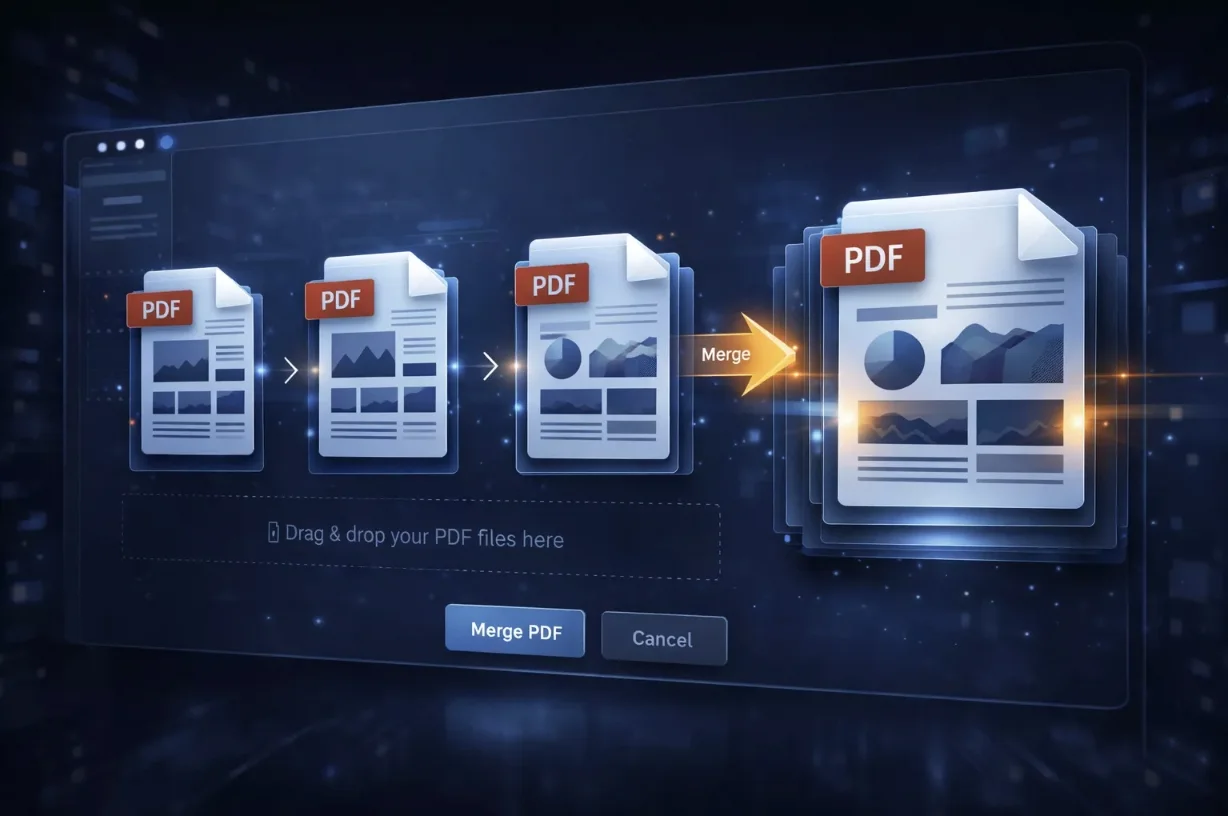 Drag and drop interface for merging PDFs