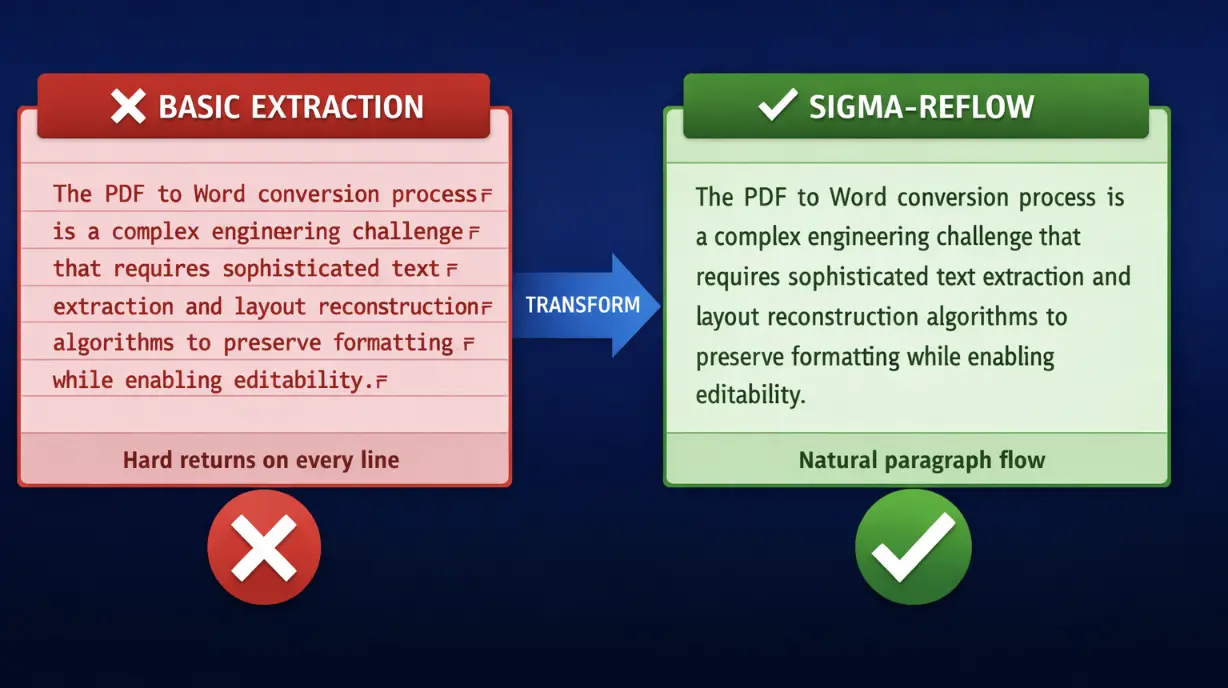 Comparison: Basic Extraction vs Sigma-Reflow