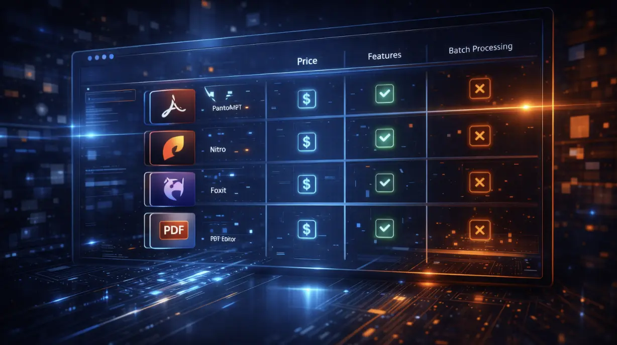 Comparison table of PDF software features