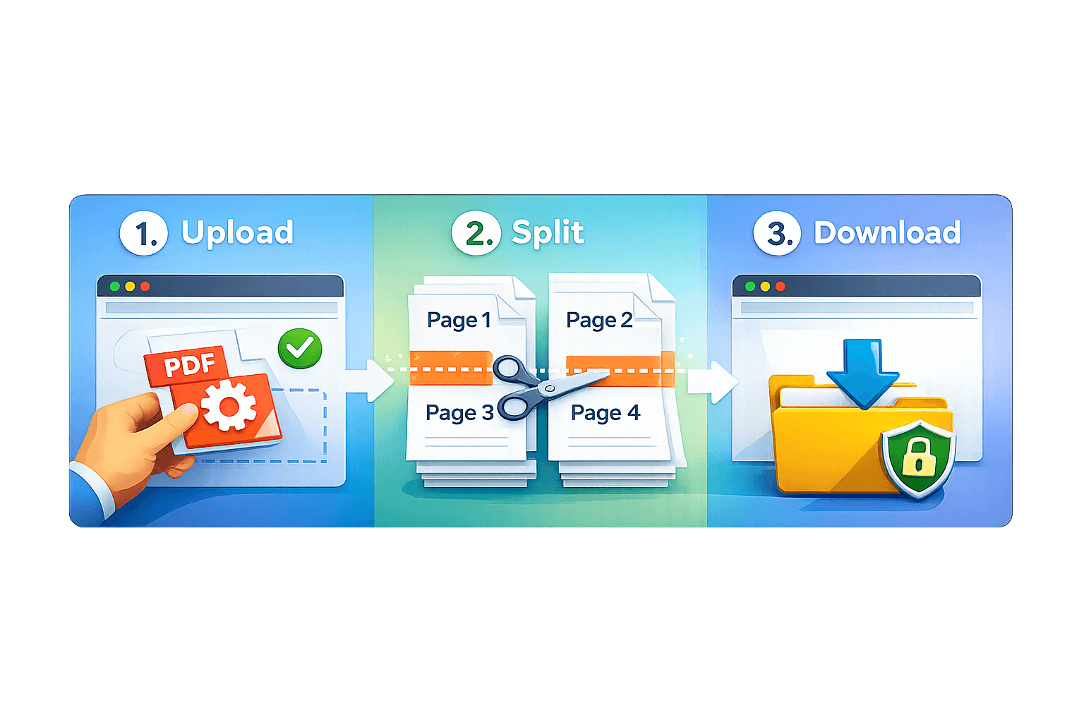 How to split PDF in 3 steps: Upload, Split, Download