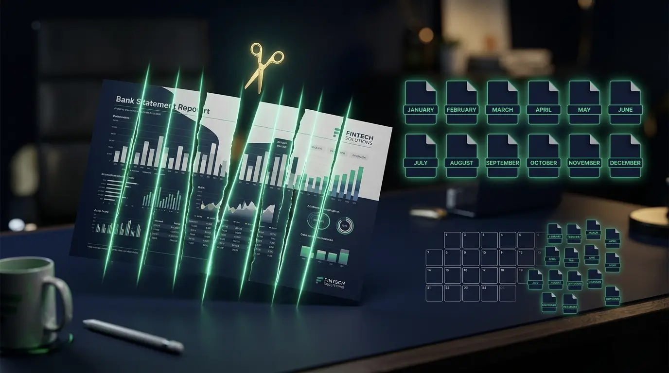 Split bank statement PDF by month — free tool, no upload required