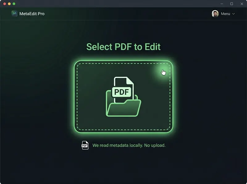 Step 1: Upload PDF file to metadata editor interface