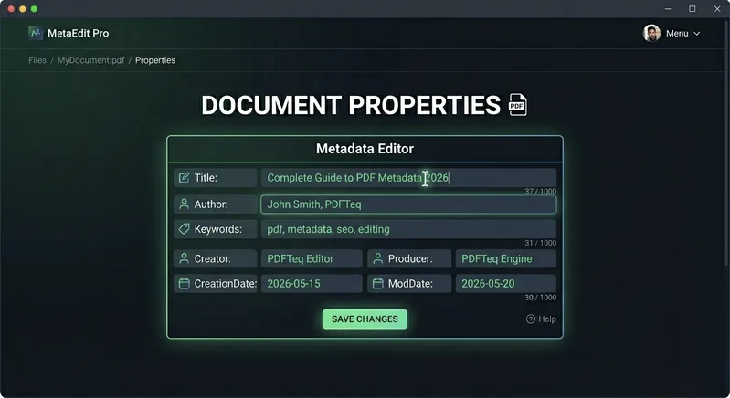 Step 3: Edit PDF metadata fields with new values