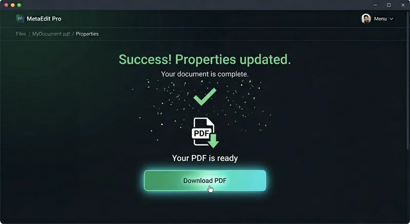 Step 4: Download PDF with updated metadata